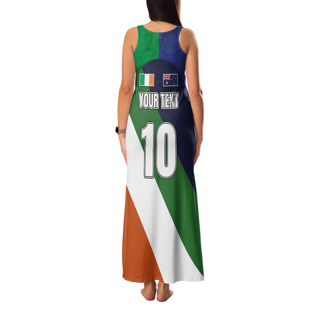 Custom Ireland and Australia Family Matching Tank Maxi Dress and Hawaiian Shirt Shamrocks and Aboriginal Art