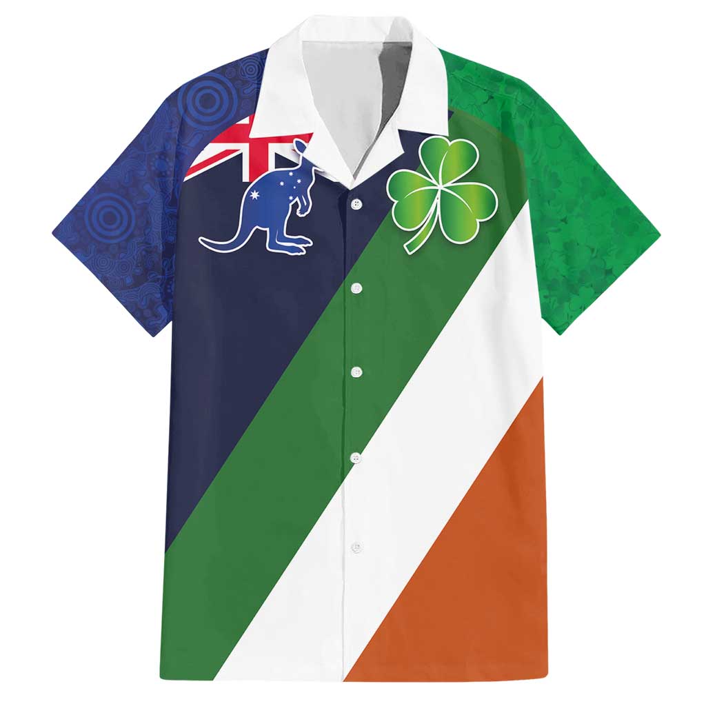 Custom Ireland and Australia Hawaiian Shirt Shamrocks and Aboriginal Art