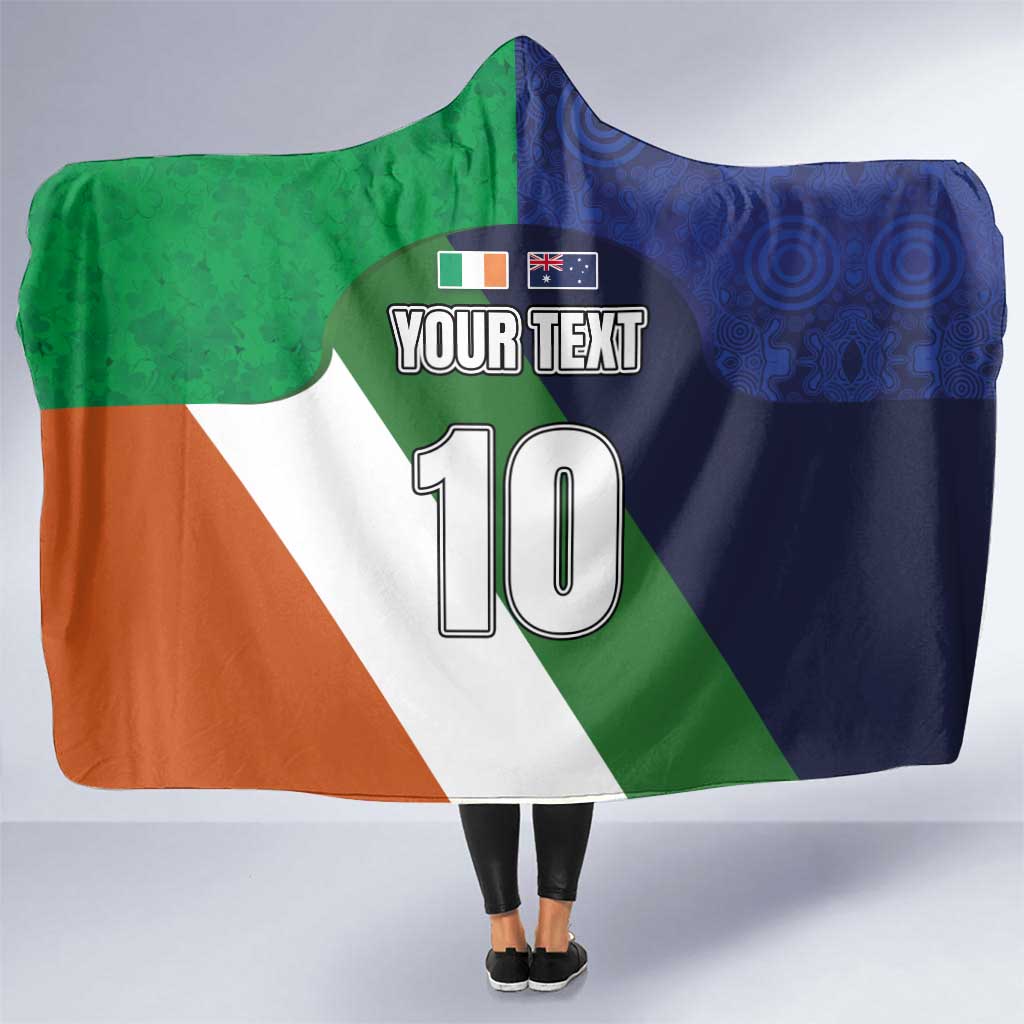 Custom Ireland and Australia Hooded Blanket Shamrocks and Aboriginal Art