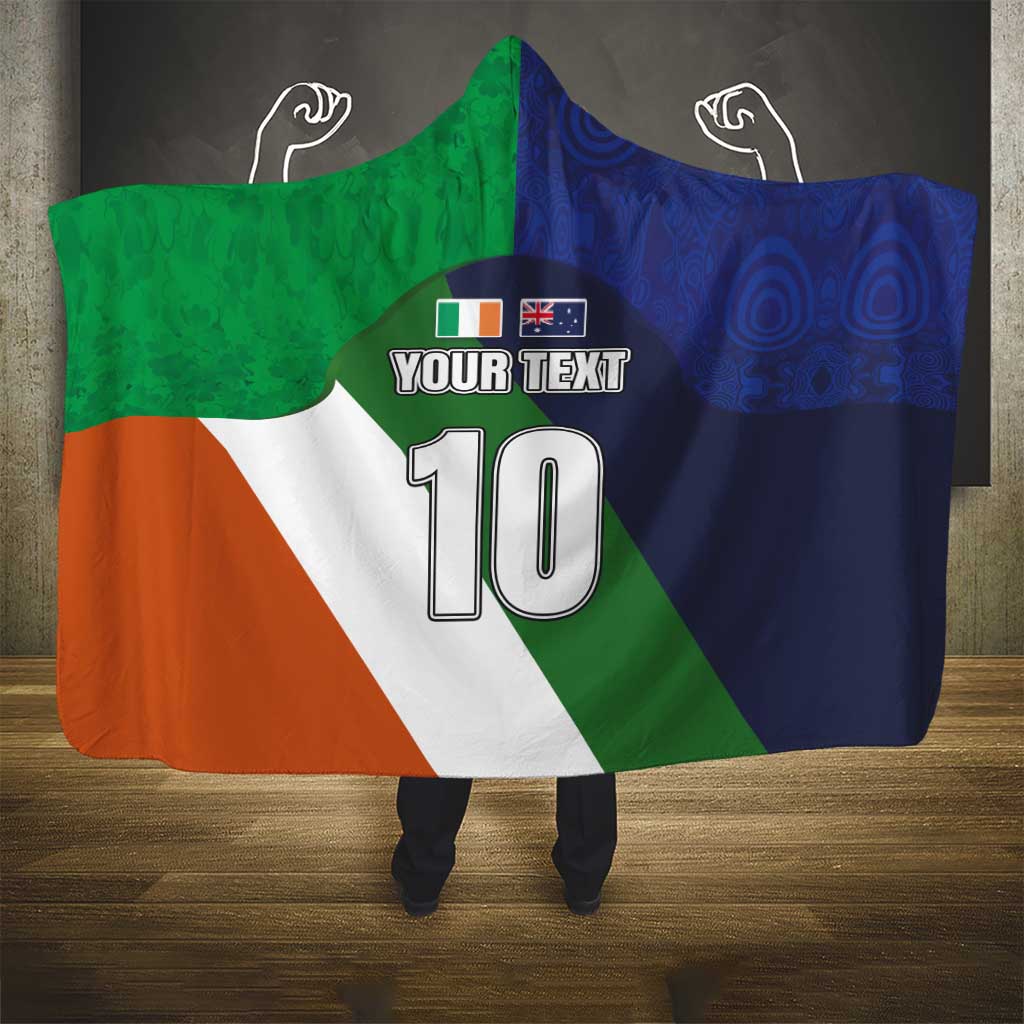 Custom Ireland and Australia Hooded Blanket Shamrocks and Aboriginal Art