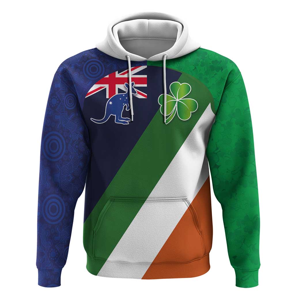 Custom Ireland and Australia Hoodie Shamrocks and Aboriginal Art