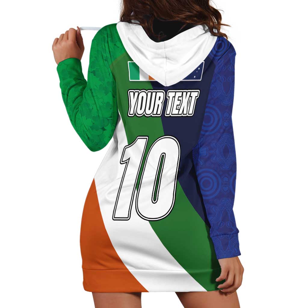 Custom Ireland and Australia Hoodie Dress Shamrocks and Aboriginal Art