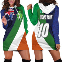 Custom Ireland and Australia Hoodie Dress Shamrocks and Aboriginal Art