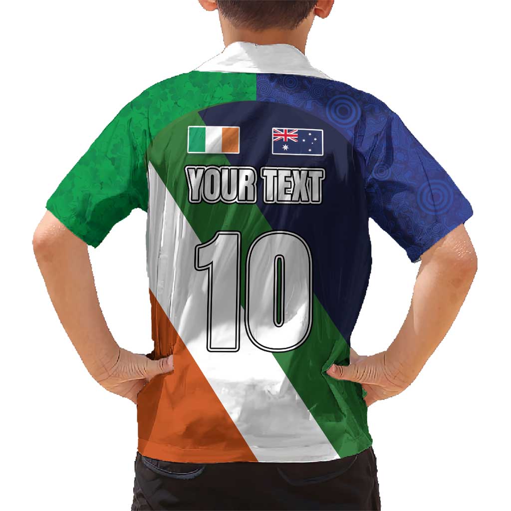 Custom Ireland and Australia Kid Hawaiian Shirt Shamrocks and Aboriginal Art