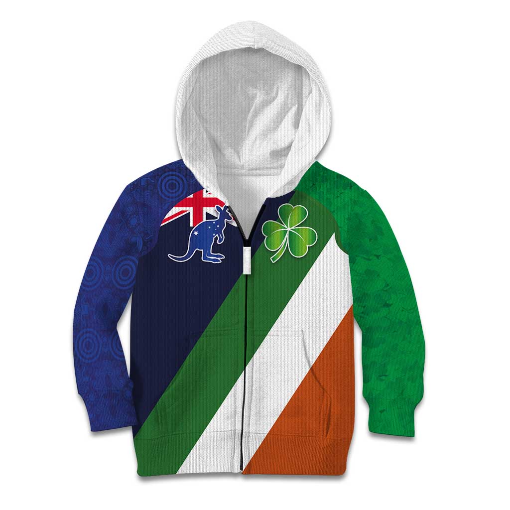 Custom Ireland and Australia Kid Hoodie Shamrocks and Aboriginal Art