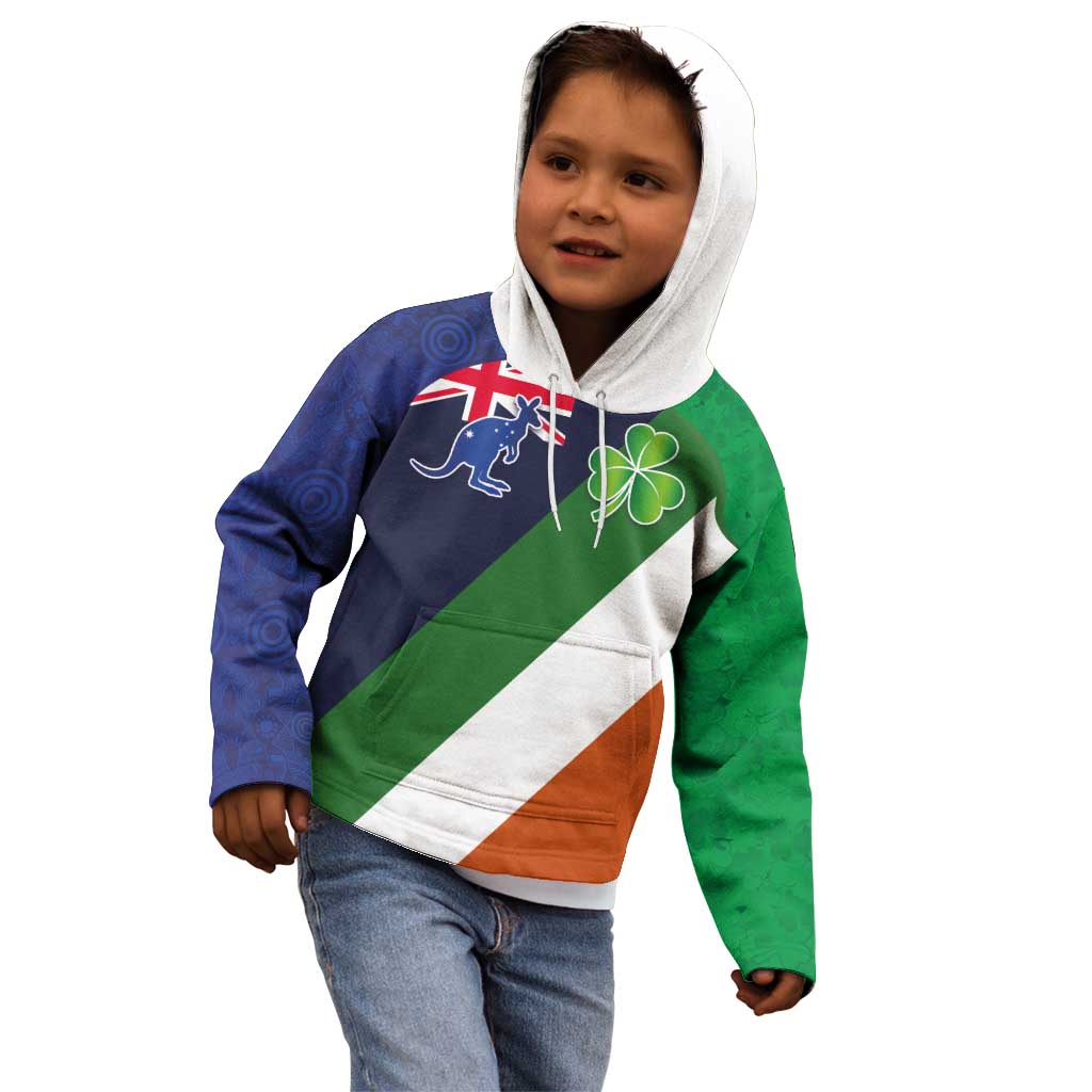 Custom Ireland and Australia Kid Hoodie Shamrocks and Aboriginal Art