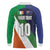 Custom Ireland and Australia Long Sleeve Polo Shirt Shamrocks and Aboriginal Art
