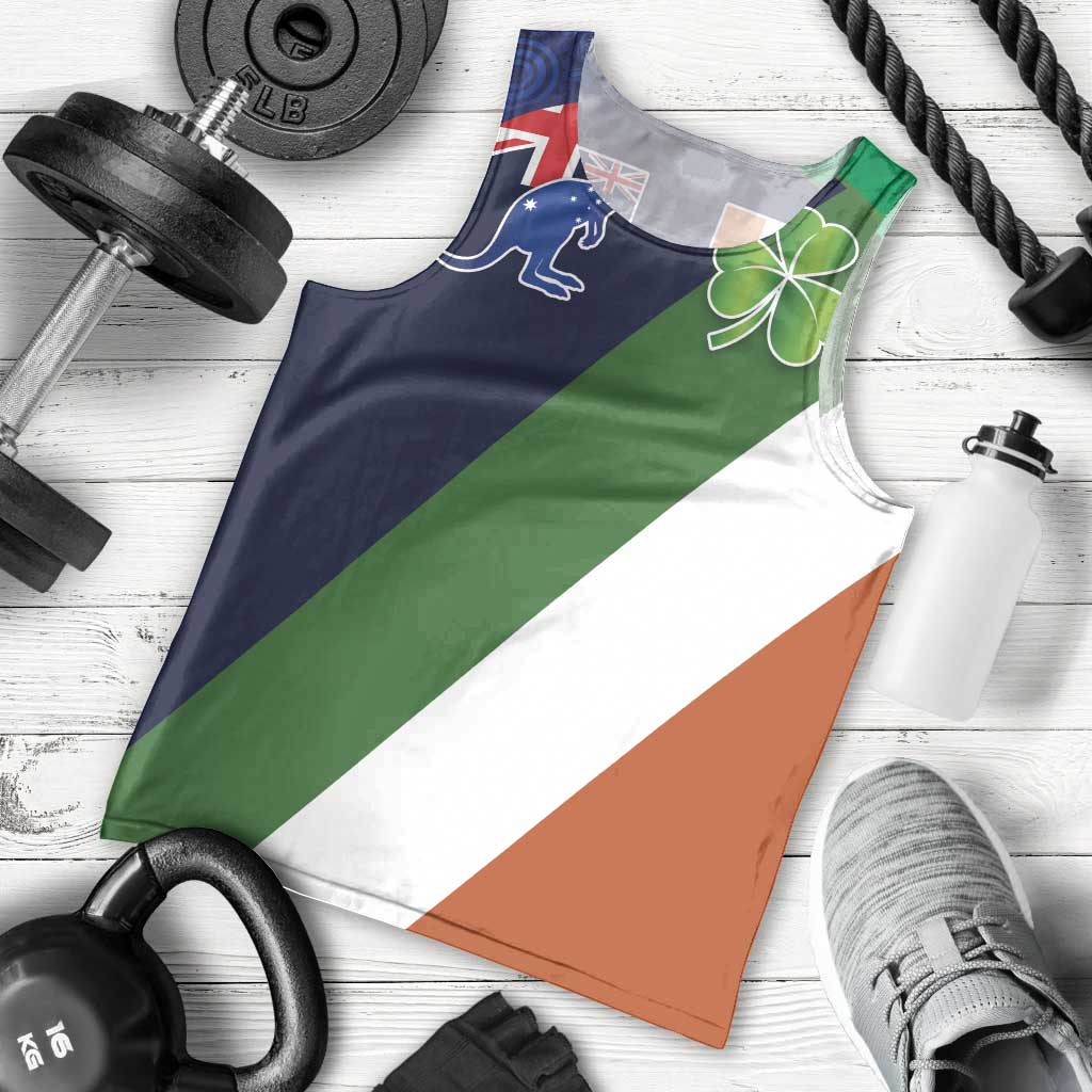 Custom Ireland and Australia Men Tank Top Shamrocks and Aboriginal Art