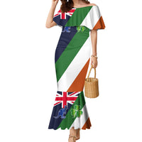 Custom Ireland and Australia Mermaid Dress Shamrocks and Aboriginal Art