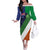 Custom Ireland and Australia Off The Shoulder Long Sleeve Dress Shamrocks and Aboriginal Art