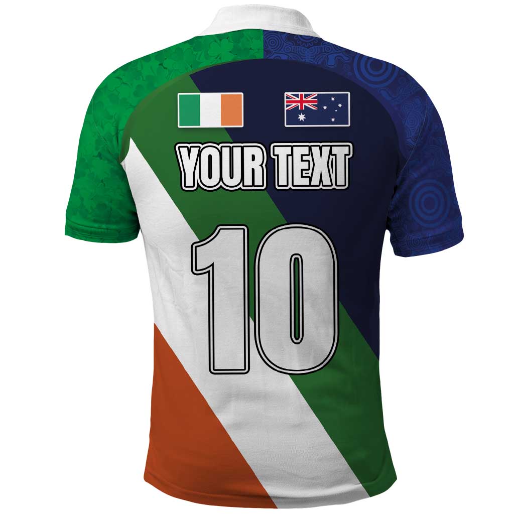 Custom Ireland and Australia Polo Shirt Shamrocks and Aboriginal Art