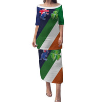 Custom Ireland and Australia Puletasi Shamrocks and Aboriginal Art