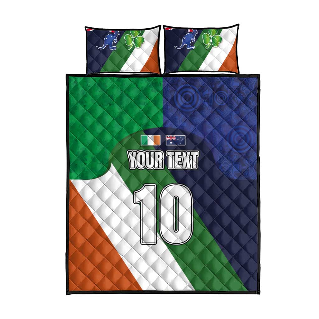 Custom Ireland and Australia Quilt Bed Set Shamrocks and Aboriginal Art