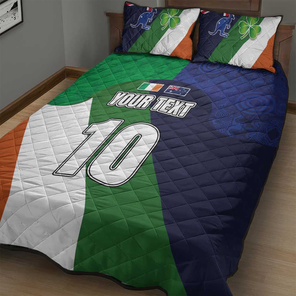 Custom Ireland and Australia Quilt Bed Set Shamrocks and Aboriginal Art
