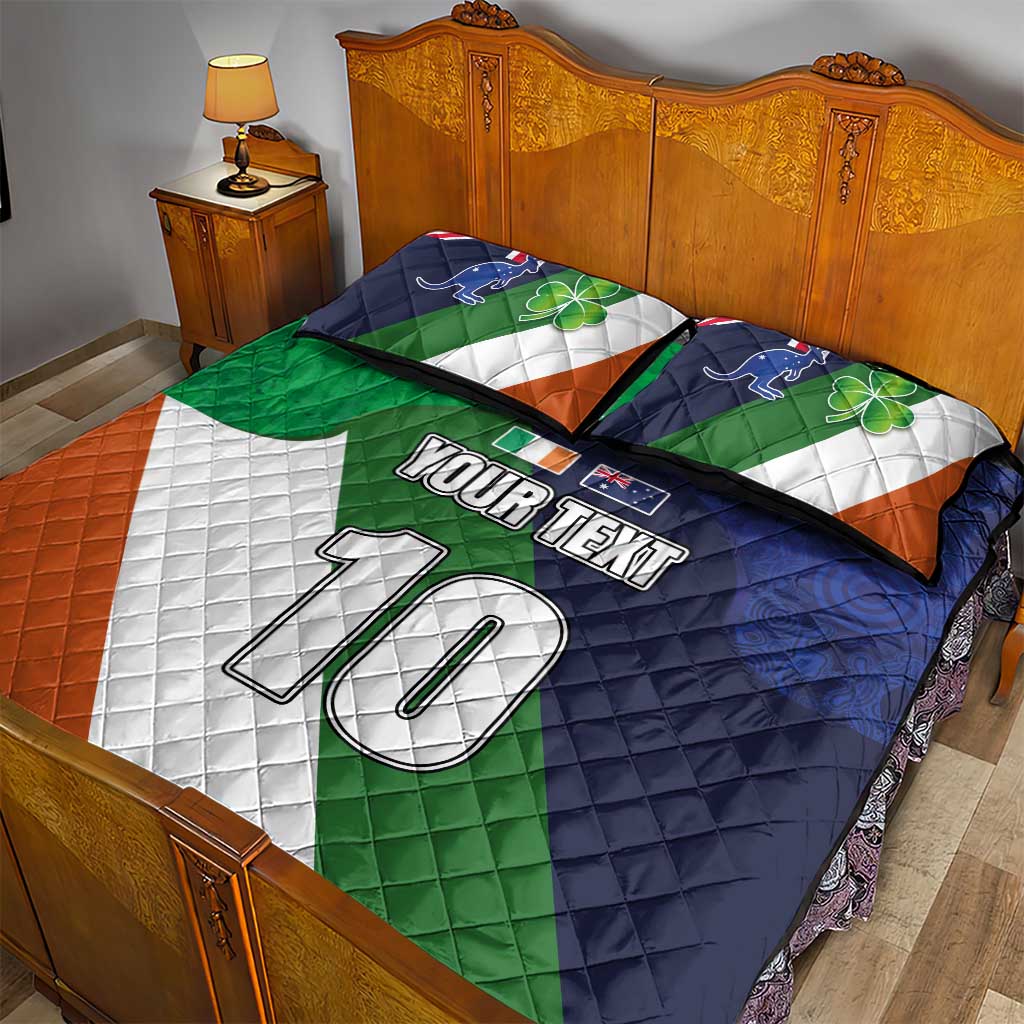 Custom Ireland and Australia Quilt Bed Set Shamrocks and Aboriginal Art