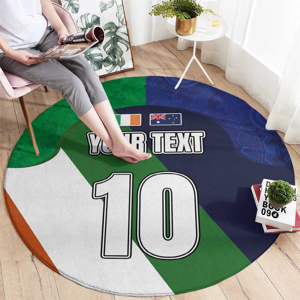 Custom Ireland and Australia Round Carpet Shamrocks and Aboriginal Art