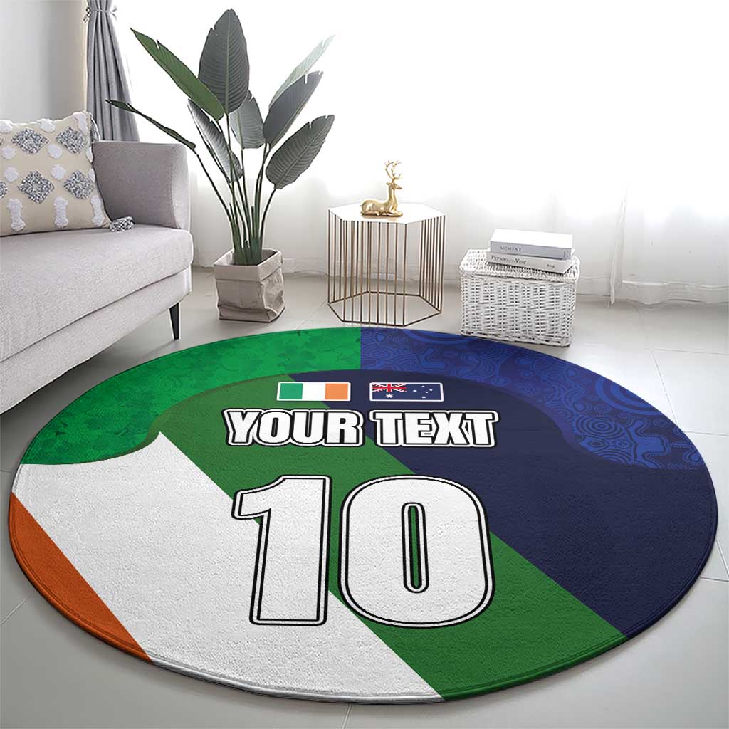 Custom Ireland and Australia Round Carpet Shamrocks and Aboriginal Art