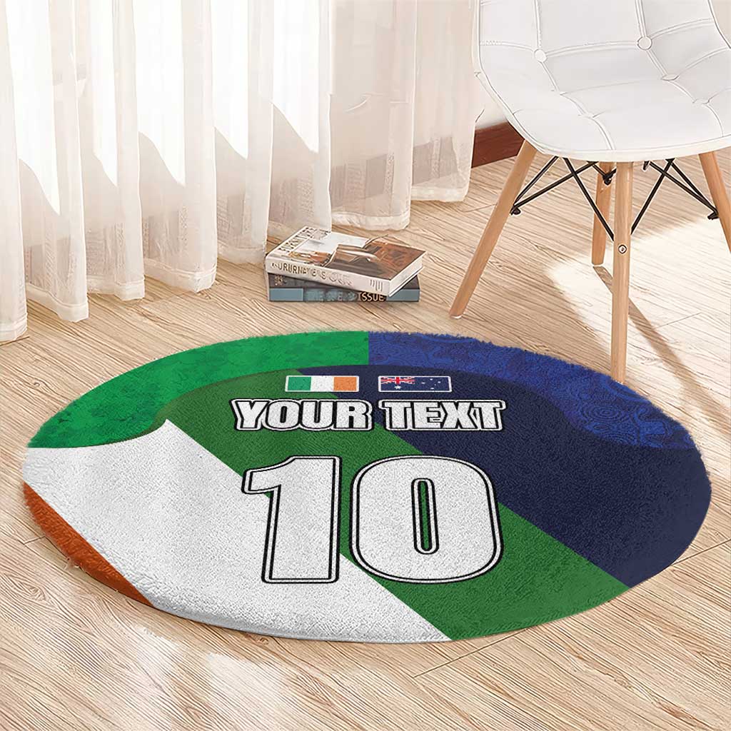 Custom Ireland and Australia Round Carpet Shamrocks and Aboriginal Art