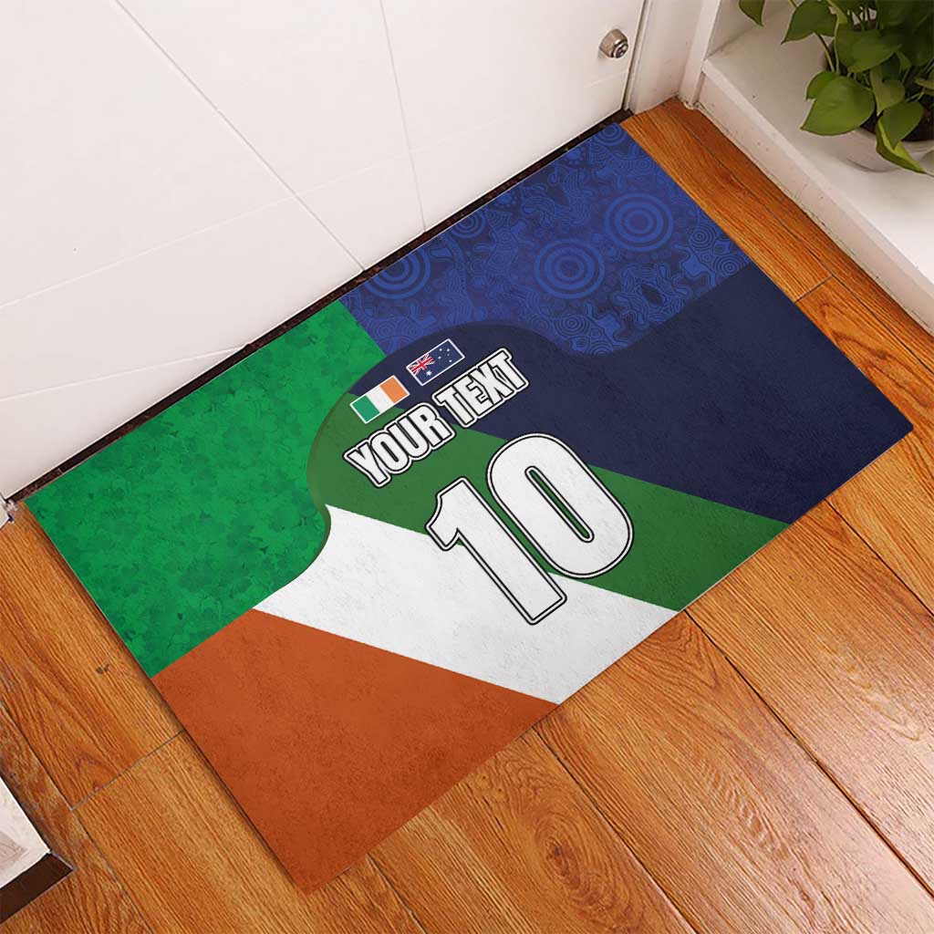 Custom Ireland and Australia Rubber Doormat Shamrocks and Aboriginal Art