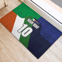 Custom Ireland and Australia Rubber Doormat Shamrocks and Aboriginal Art