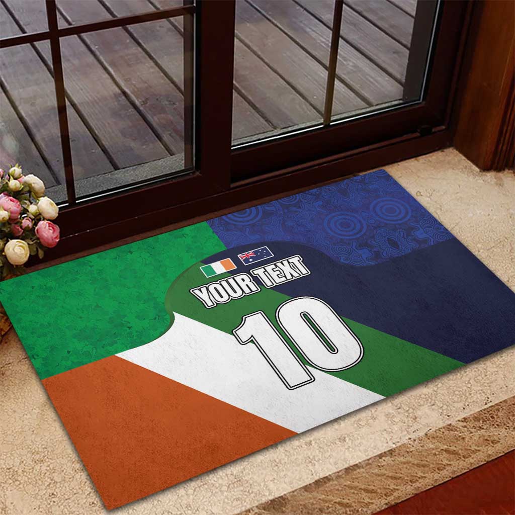 Custom Ireland and Australia Rubber Doormat Shamrocks and Aboriginal Art
