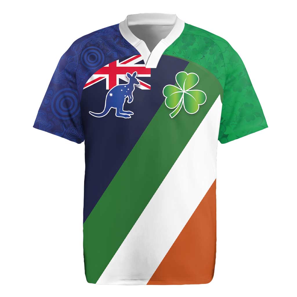 Custom Ireland and Australia Rugby Jersey Shamrocks and Aboriginal Art
