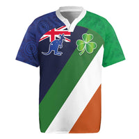 Custom Ireland and Australia Rugby Jersey Shamrocks and Aboriginal Art