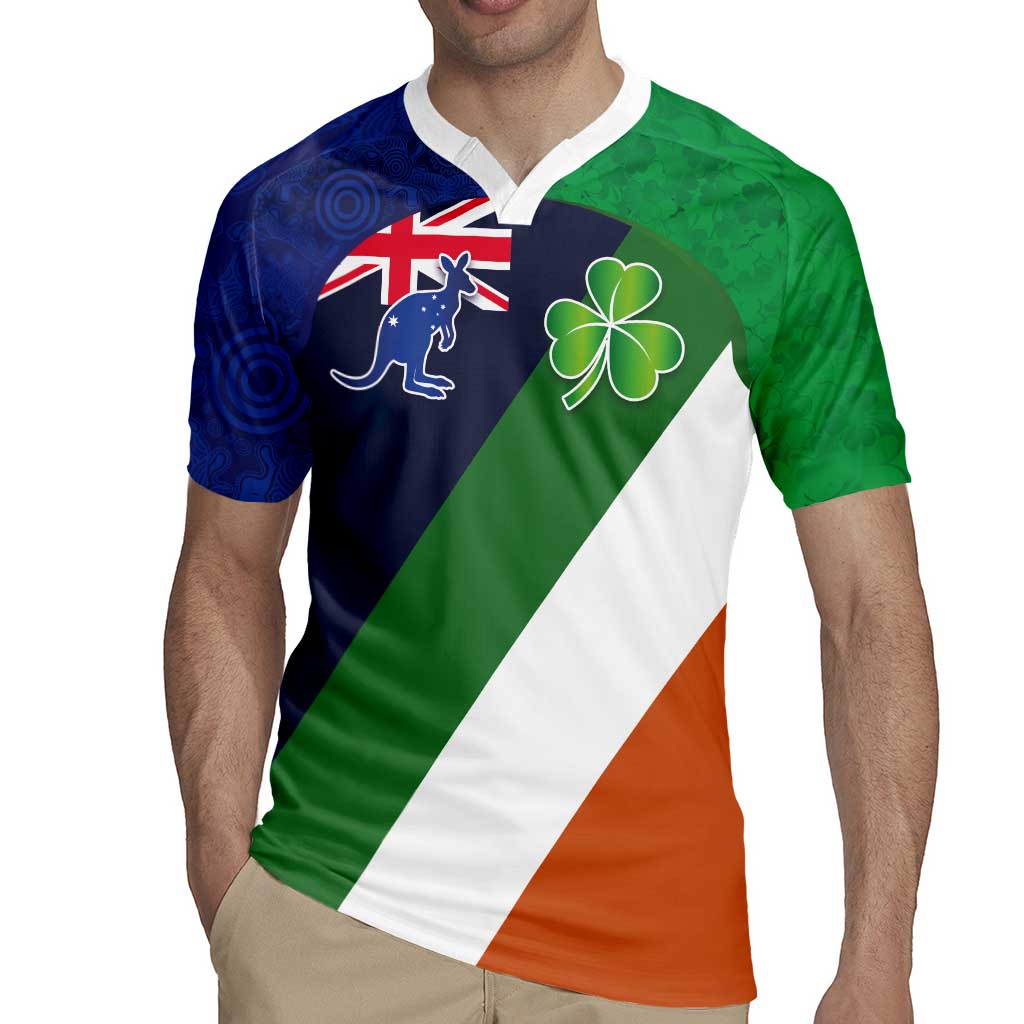 Custom Ireland and Australia Rugby Jersey Shamrocks and Aboriginal Art