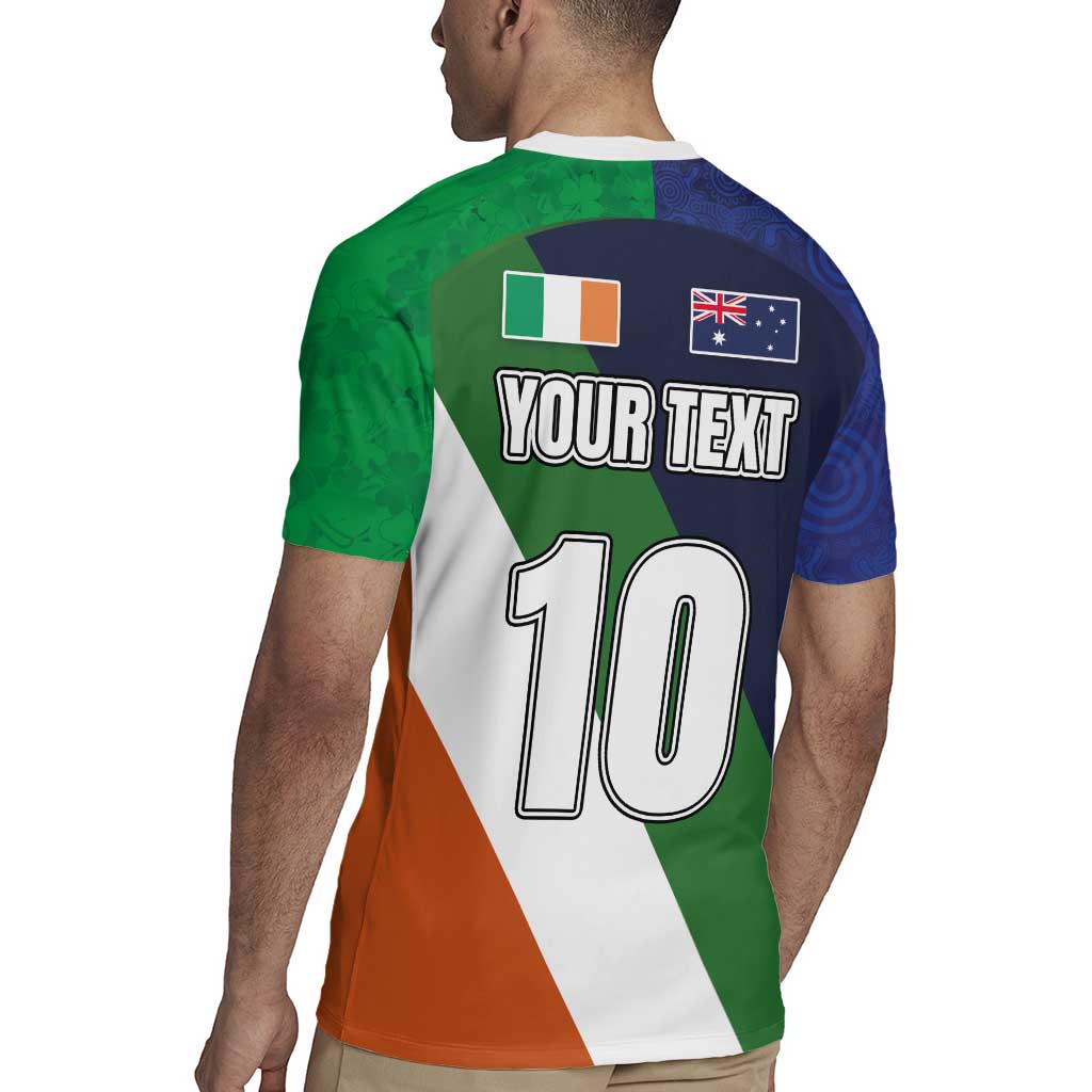 Custom Ireland and Australia Rugby Jersey Shamrocks and Aboriginal Art