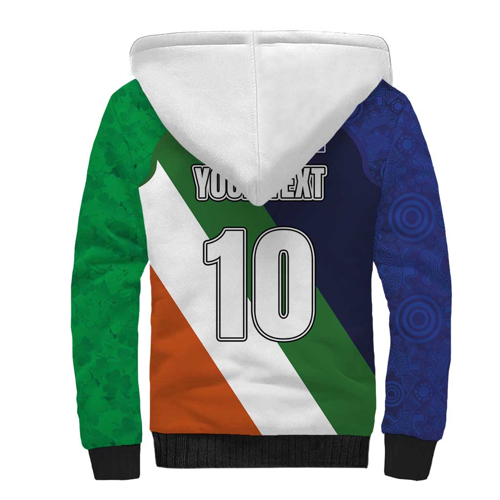 Custom Ireland and Australia Sherpa Hoodie Shamrocks and Aboriginal Art