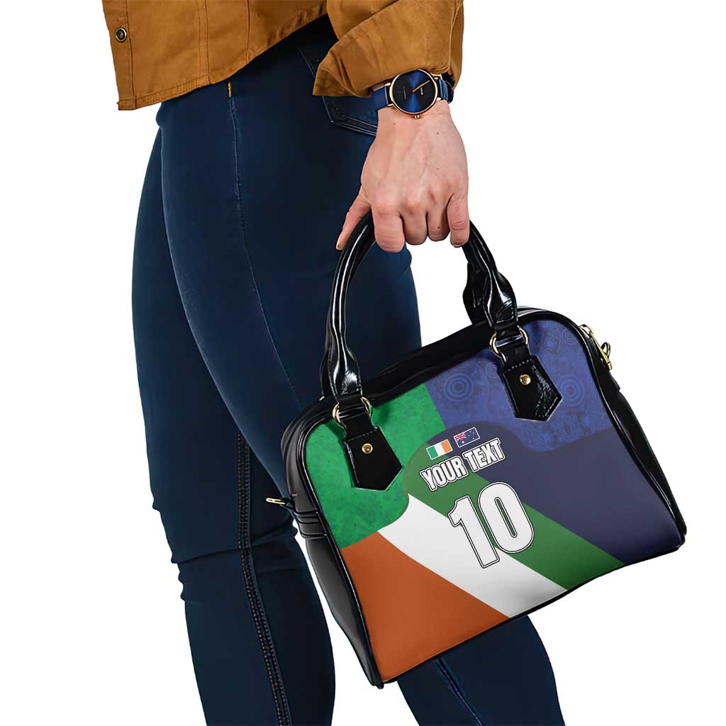 Custom Ireland and Australia Shoulder Handbag Shamrocks and Aboriginal Art