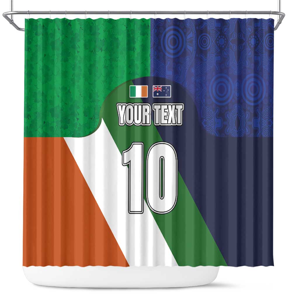 Custom Ireland and Australia Shower Curtain Shamrocks and Aboriginal Art