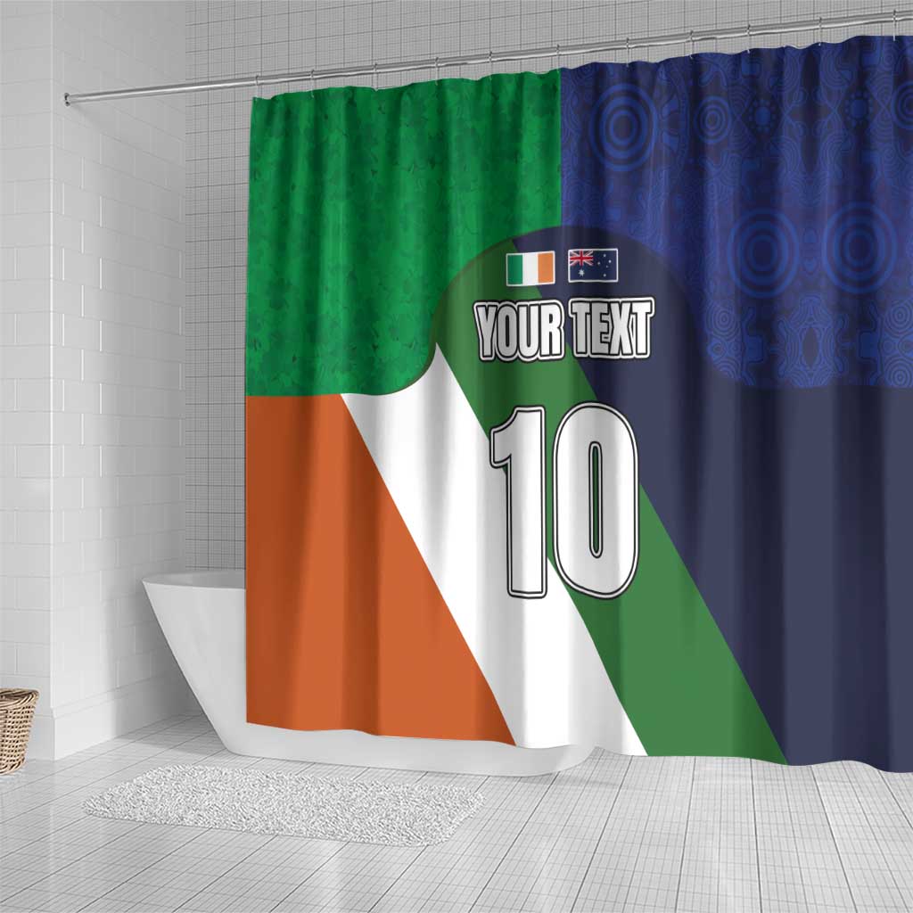 Custom Ireland and Australia Shower Curtain Shamrocks and Aboriginal Art