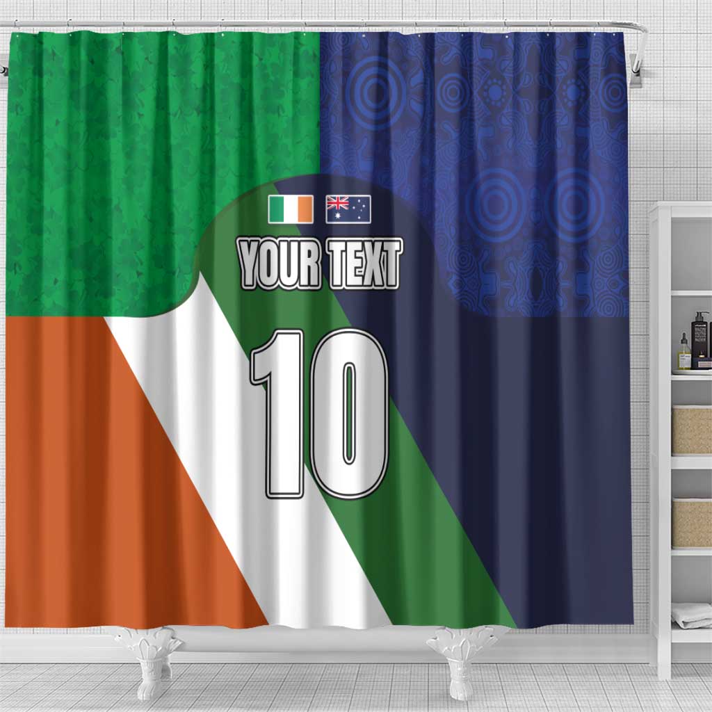 Custom Ireland and Australia Shower Curtain Shamrocks and Aboriginal Art