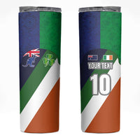 Custom Ireland and Australia Skinny Tumbler Shamrocks and Aboriginal Art
