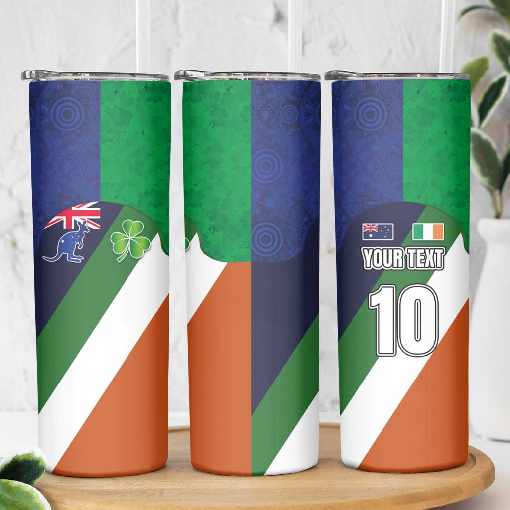Custom Ireland and Australia Skinny Tumbler Shamrocks and Aboriginal Art