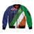 Custom Ireland and Australia Sleeve Zip Bomber Jacket Shamrocks and Aboriginal Art