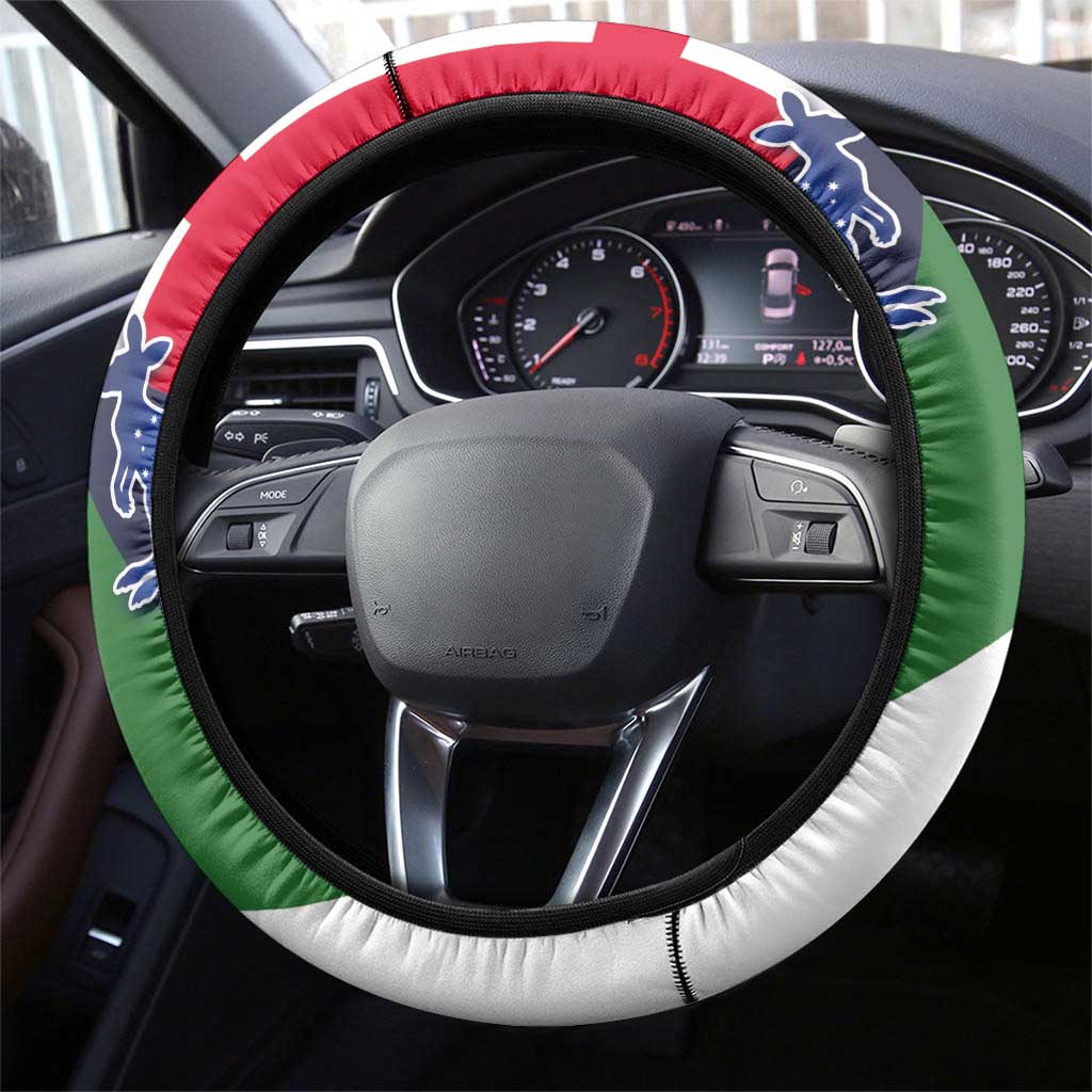 Ireland and Australia Steering Wheel Cover Shamrocks and Aboriginal Art