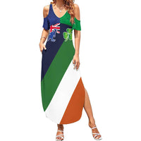 Custom Ireland and Australia Summer Maxi Dress Shamrocks and Aboriginal Art