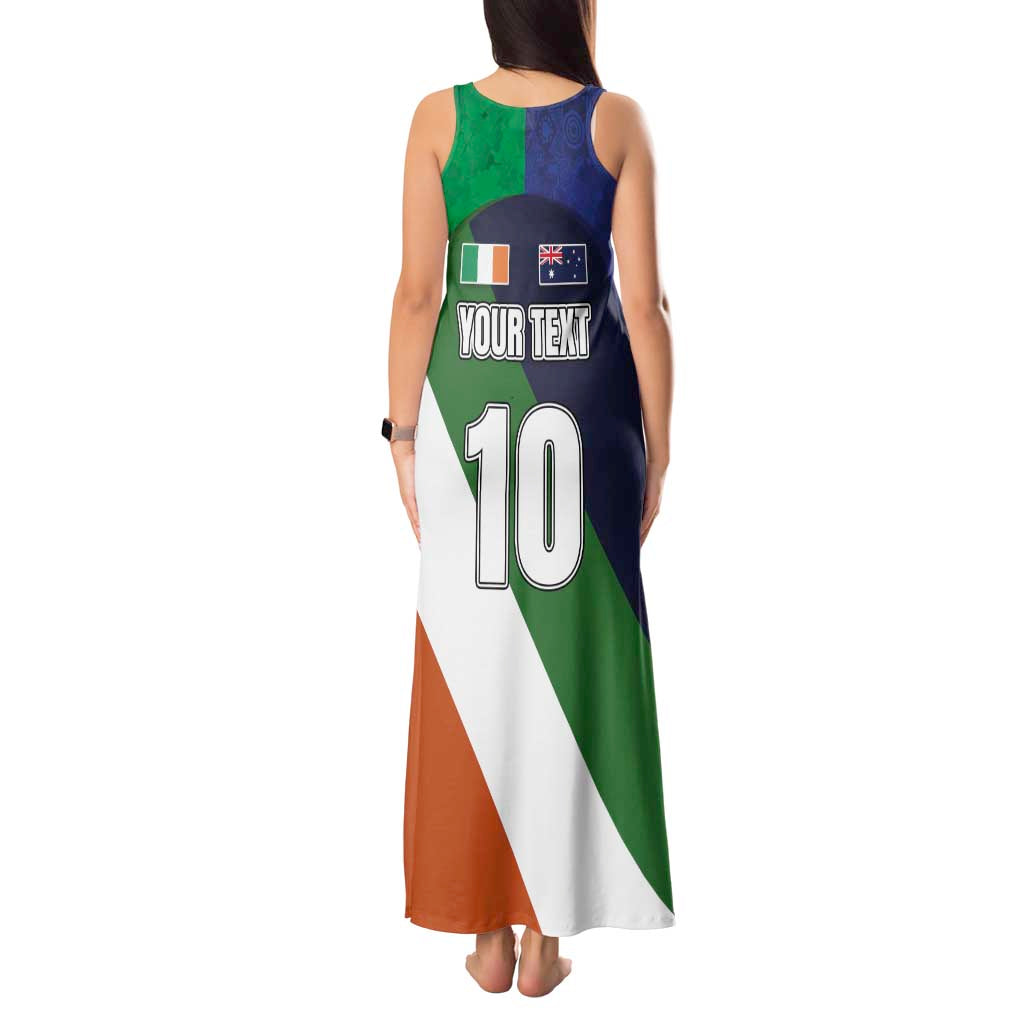 Custom Ireland and Australia Tank Maxi Dress Shamrocks and Aboriginal Art