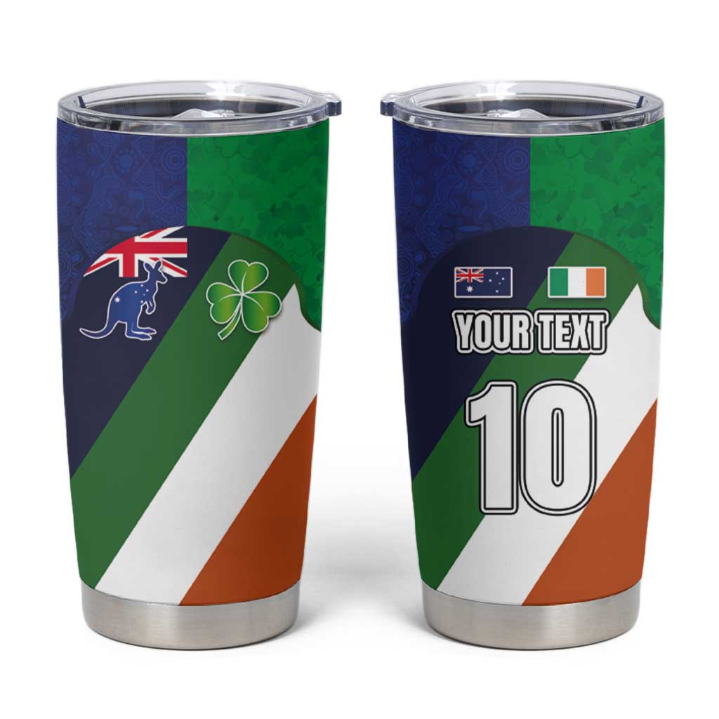 Custom Ireland and Australia Tumbler Cup Shamrocks and Aboriginal Art