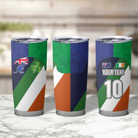 Custom Ireland and Australia Tumbler Cup Shamrocks and Aboriginal Art