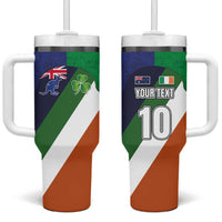 Custom Ireland and Australia Tumbler With Handle Shamrocks and Aboriginal Art