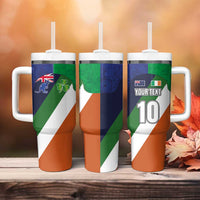 Custom Ireland and Australia Tumbler With Handle Shamrocks and Aboriginal Art