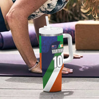 Custom Ireland and Australia Tumbler With Handle Shamrocks and Aboriginal Art