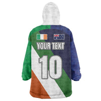 Custom Ireland and Australia Wearable Blanket Hoodie Shamrocks and Aboriginal Art