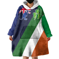 Custom Ireland and Australia Wearable Blanket Hoodie Shamrocks and Aboriginal Art