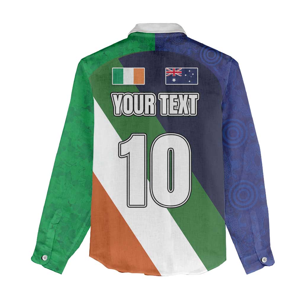 Custom Ireland and Australia Women Casual Shirt Shamrocks and Aboriginal Art