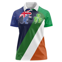 Custom Ireland and Australia Women Polo Shirt Shamrocks and Aboriginal Art