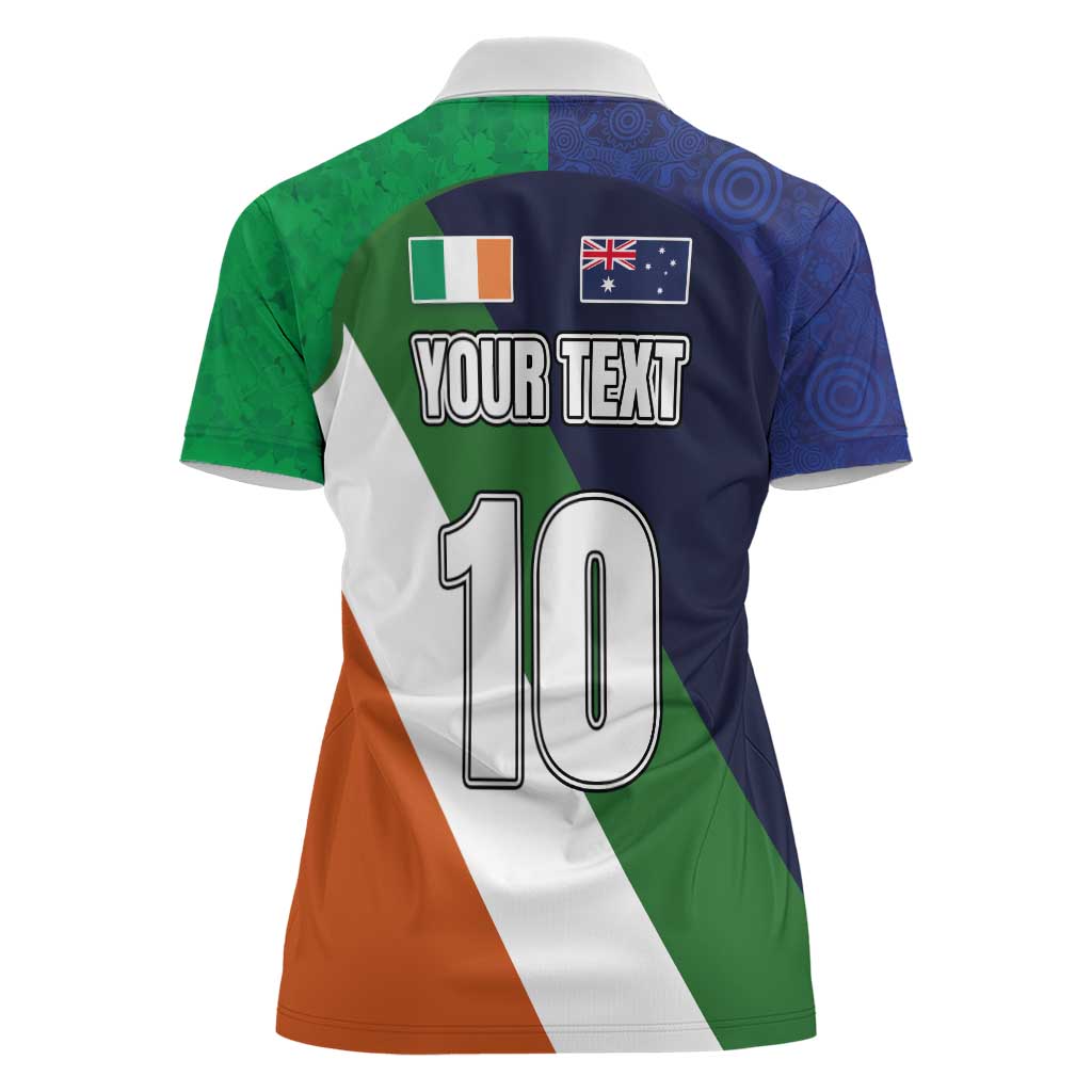 Custom Ireland and Australia Women Polo Shirt Shamrocks and Aboriginal Art